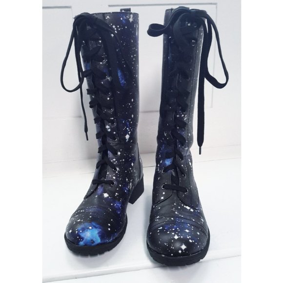 Galaxy Tall Combat Boots 🌌 Women's Size 6 - Picture 4 of 12